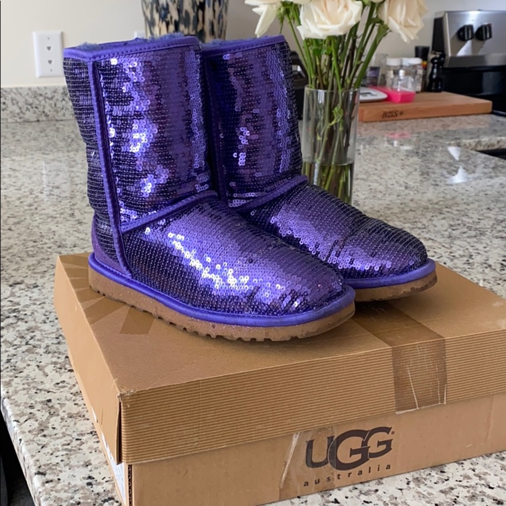 ugg purple sparkle short boot